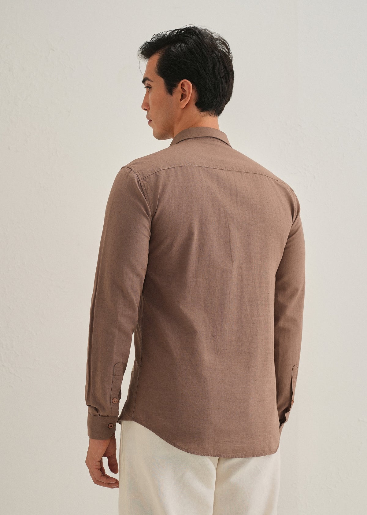 Brown Floral Embroidered Regular Fit Shirt