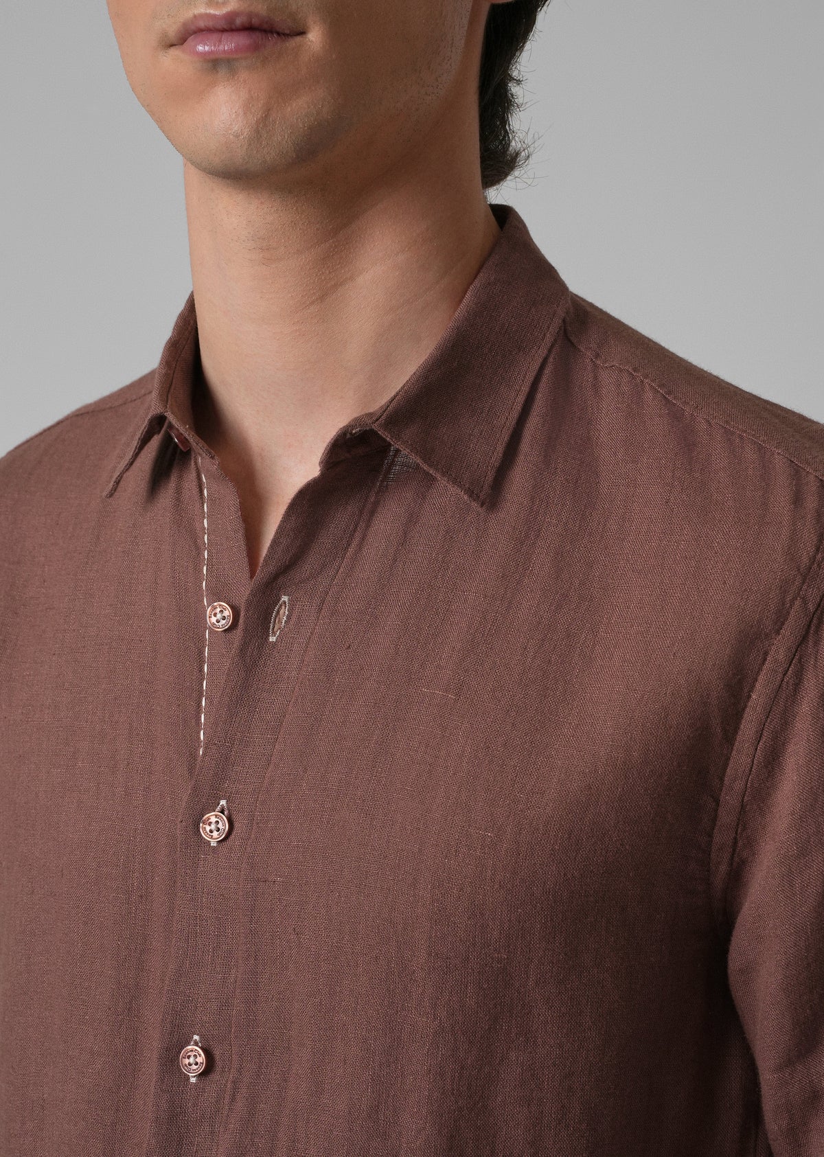 Brown Pure Linen Shirt