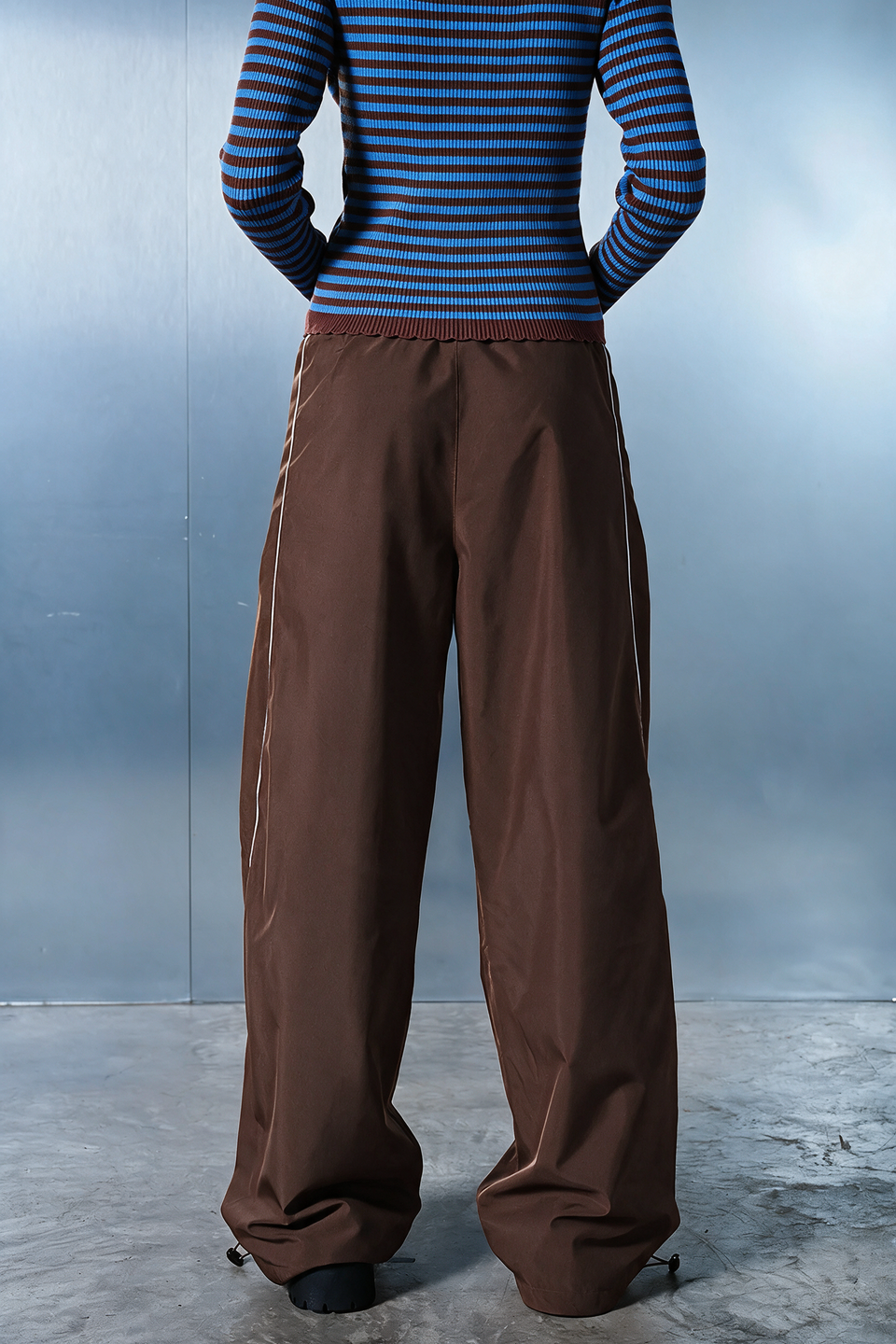 Brown Sporty Deconstructed Loose Pants JG67