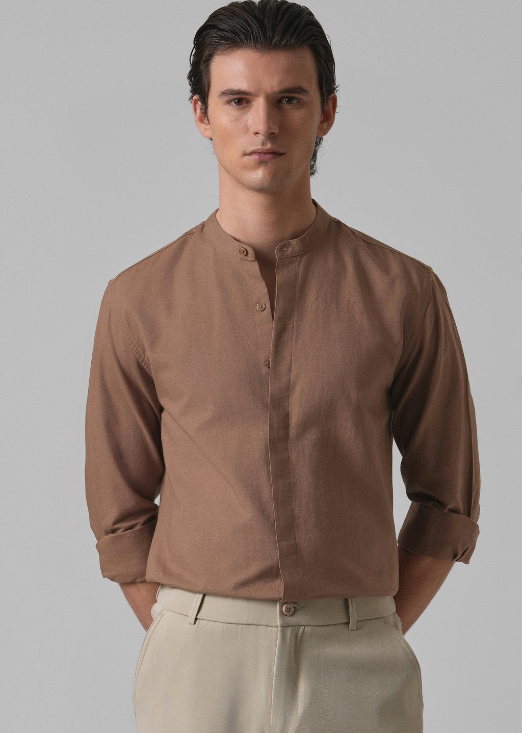 Brown Cotton Linen Shirt