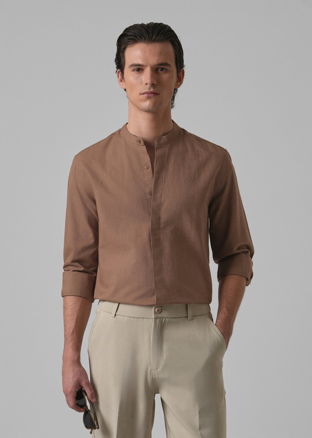 Brown Cotton Linen Shirt