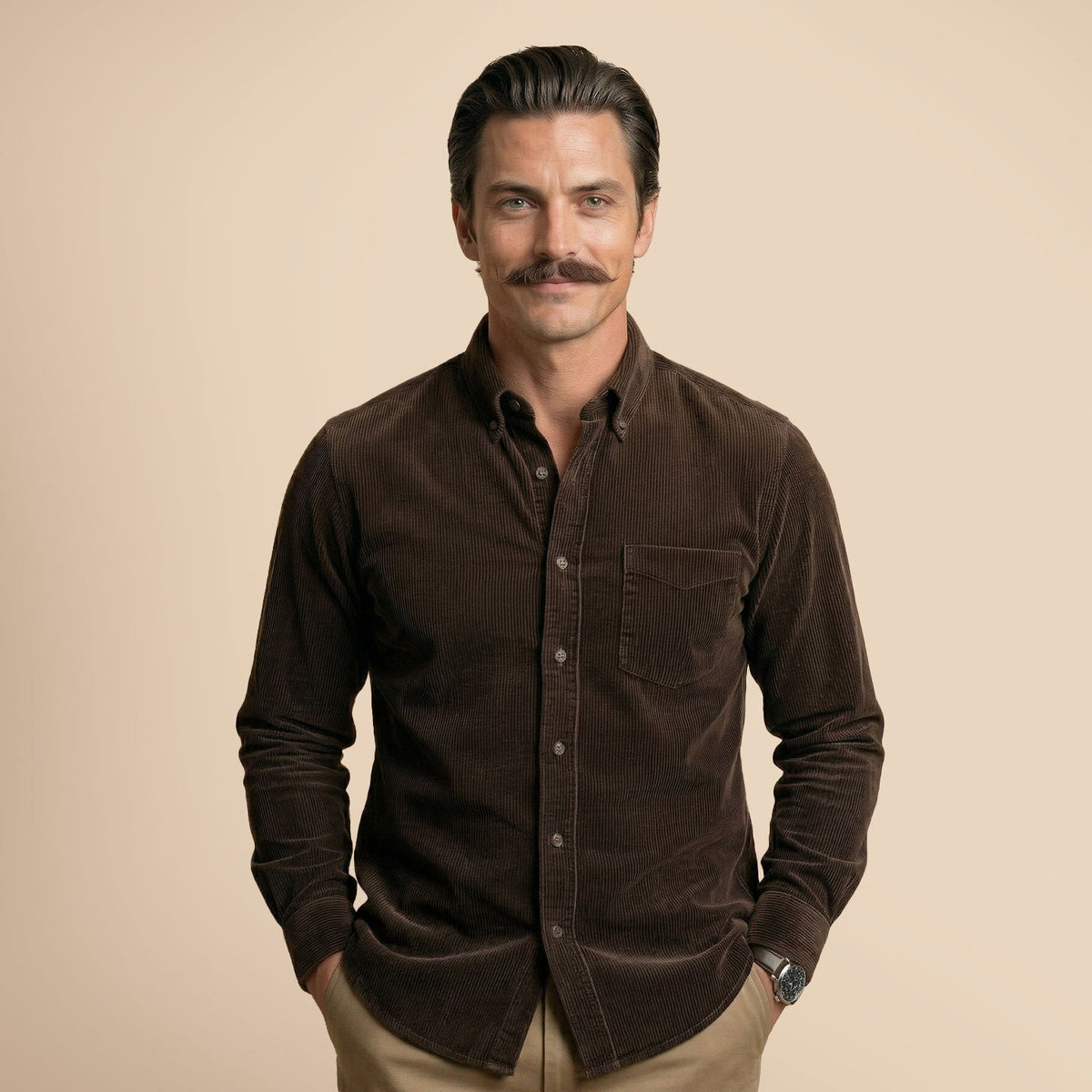 Cruise Corduroy Shirt In Chestnut