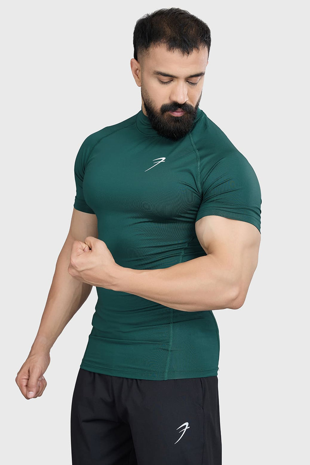 High Neck Compression T-shirt Emerald