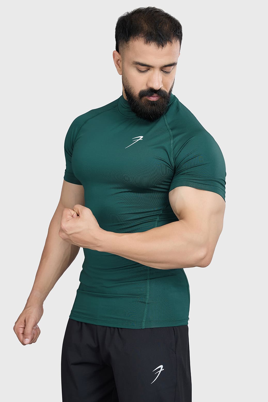 High Neck Compression T-shirt Emerald