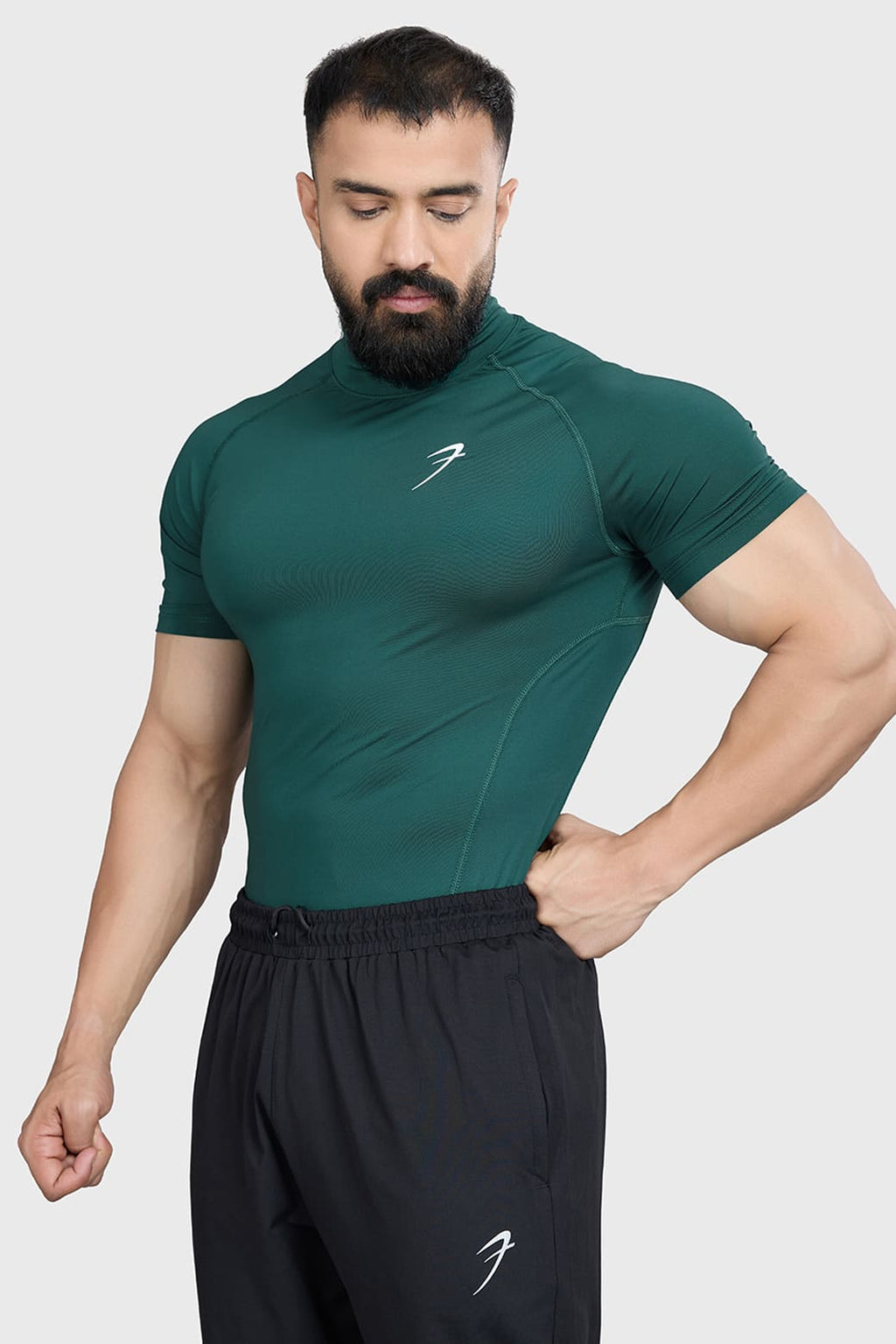 High Neck Compression T-shirt Emerald