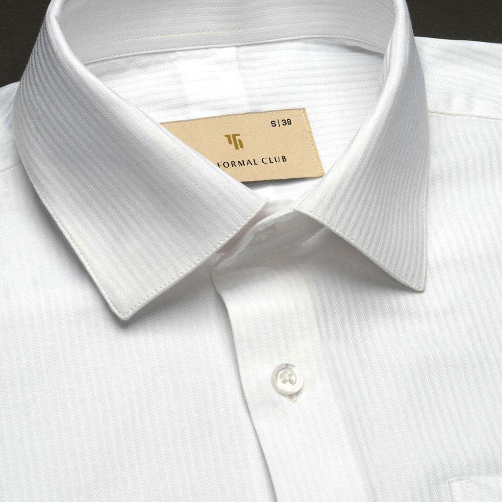 Crest Self Stripe 2 Ply Giza Shirt in Cloud White