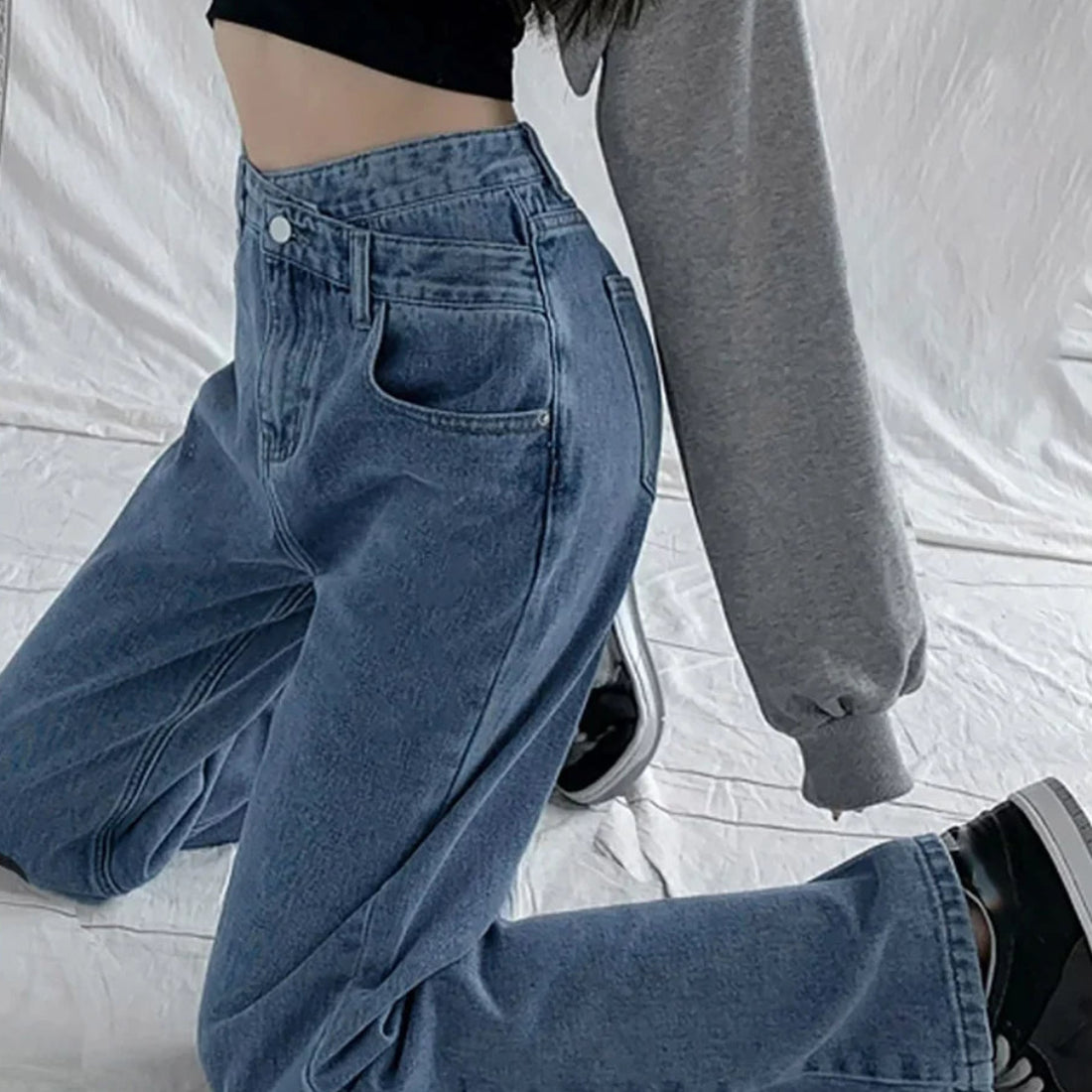 Coastal Blue Cross Belt Straight Fit Jeans