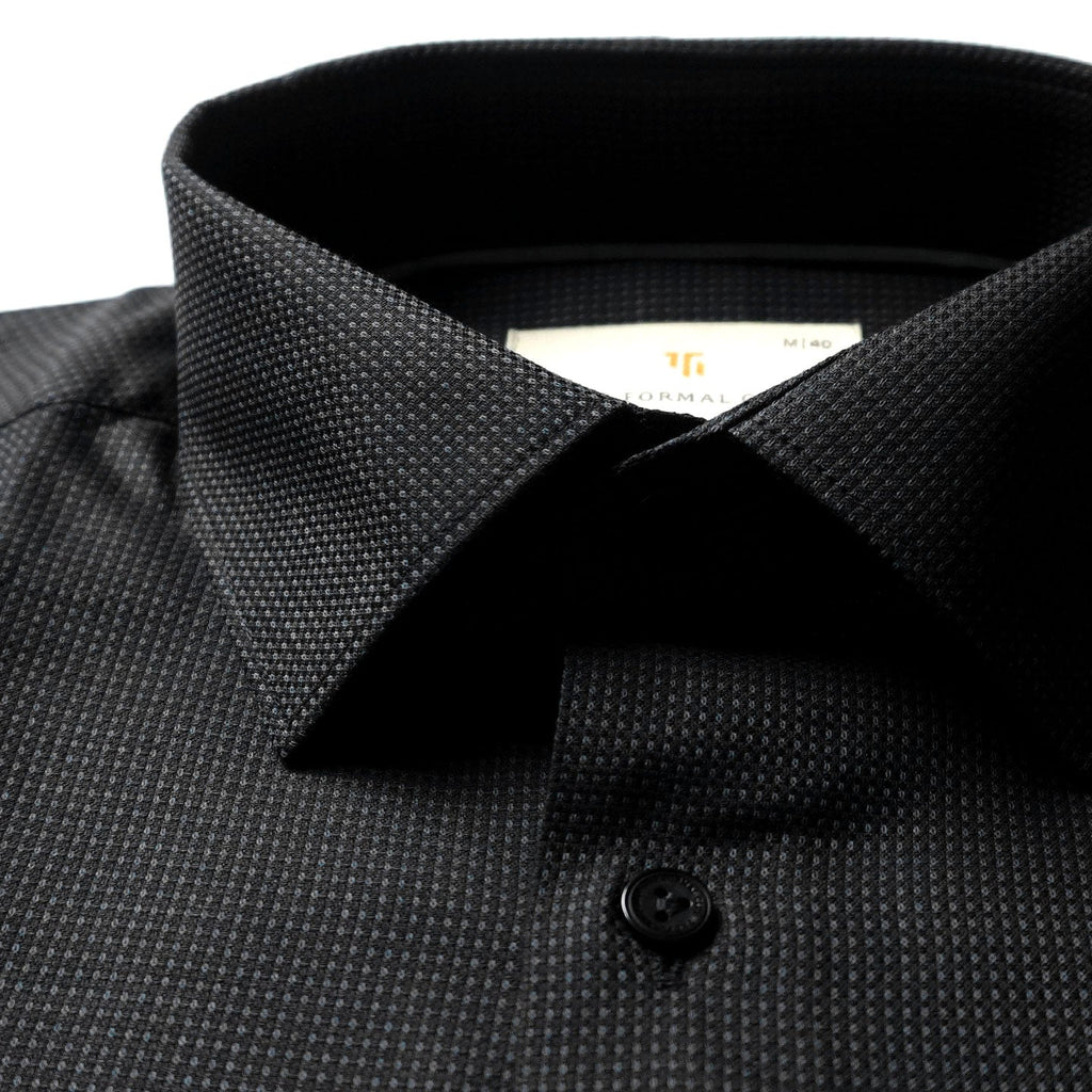 Regent Dobby Check Shirt in Charcoal