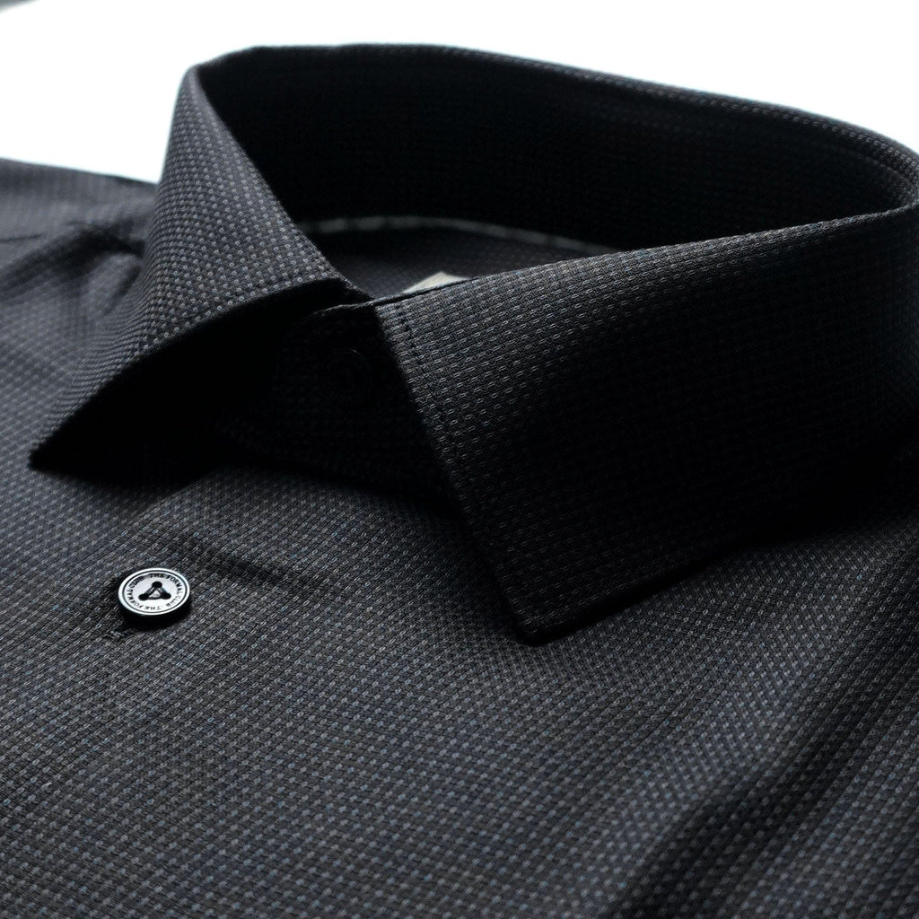 Regent Dobby Check Shirt in Charcoal
