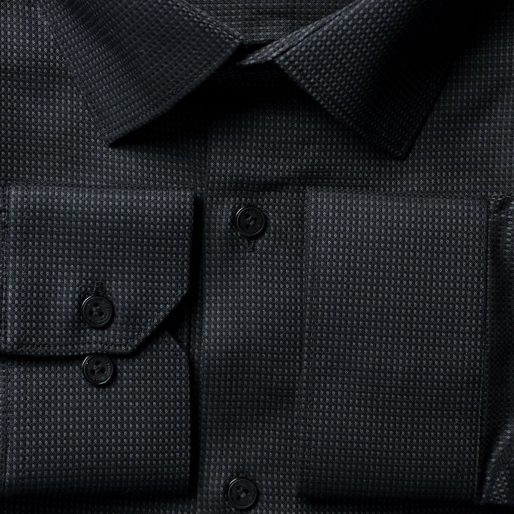 Regent Dobby Check Shirt in Charcoal