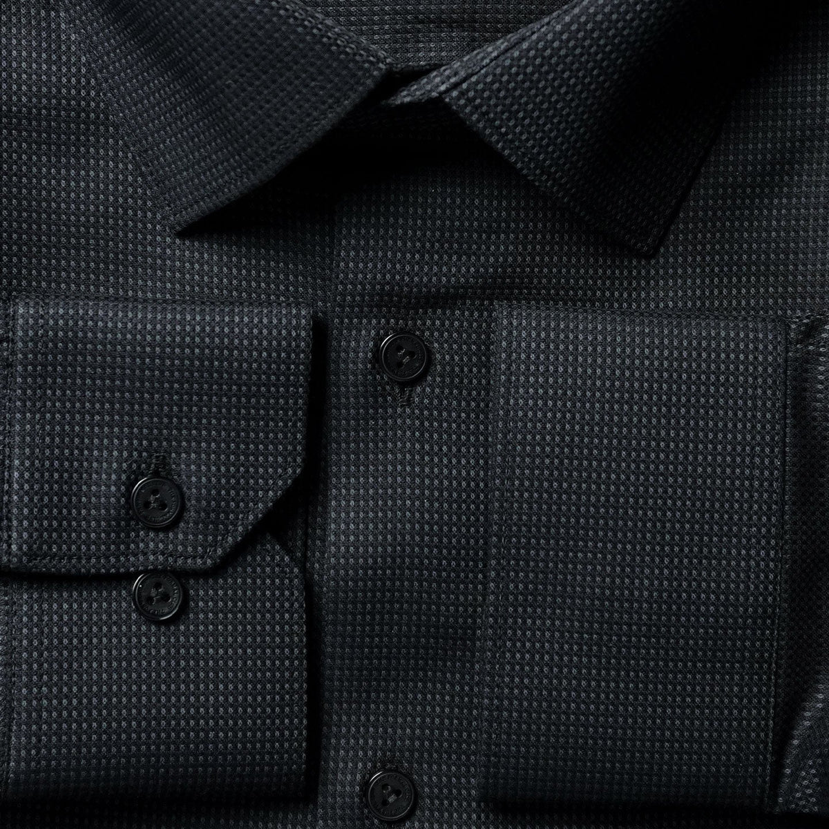 Regent Dobby Check Shirt in Charcoal