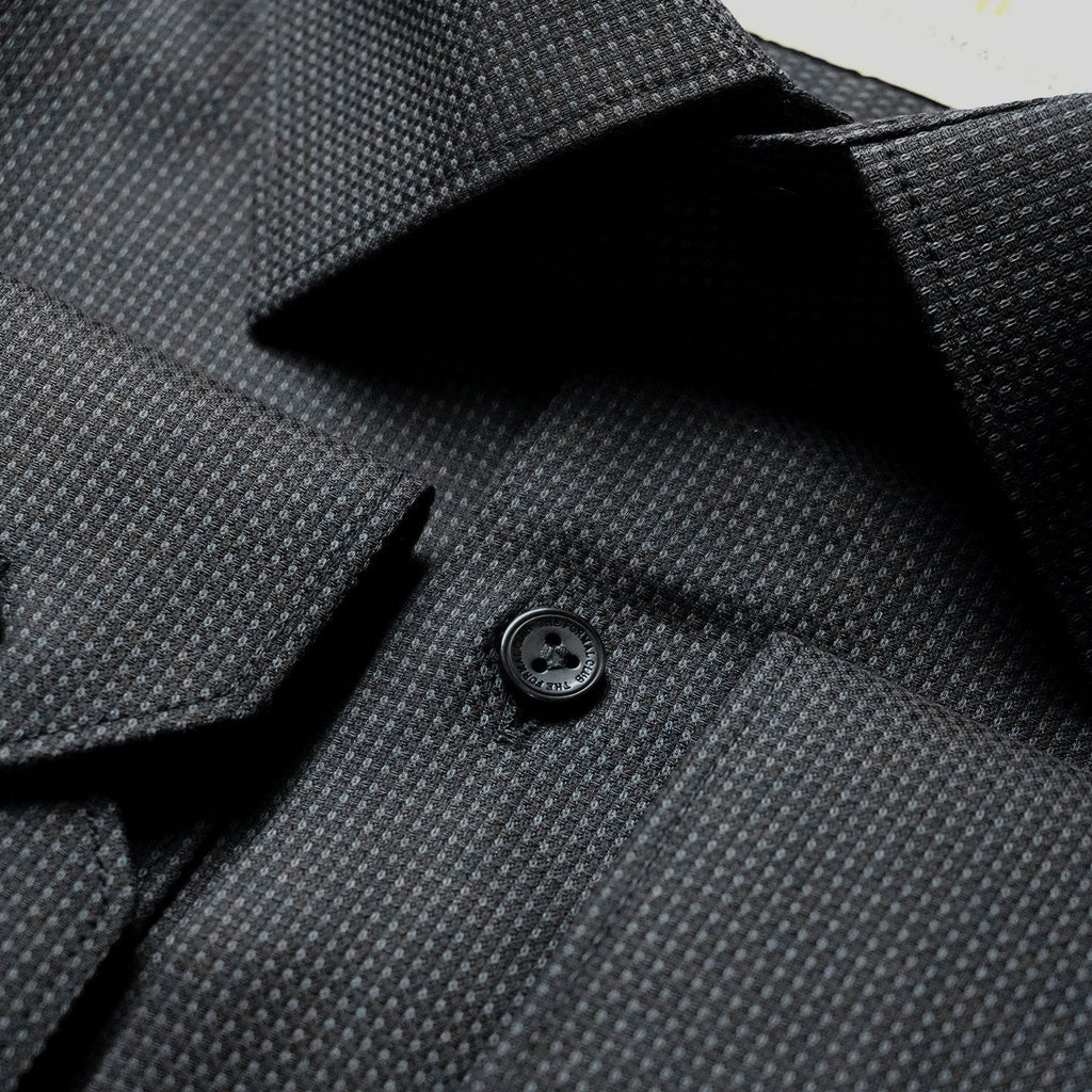 Regent Dobby Check Shirt in Charcoal