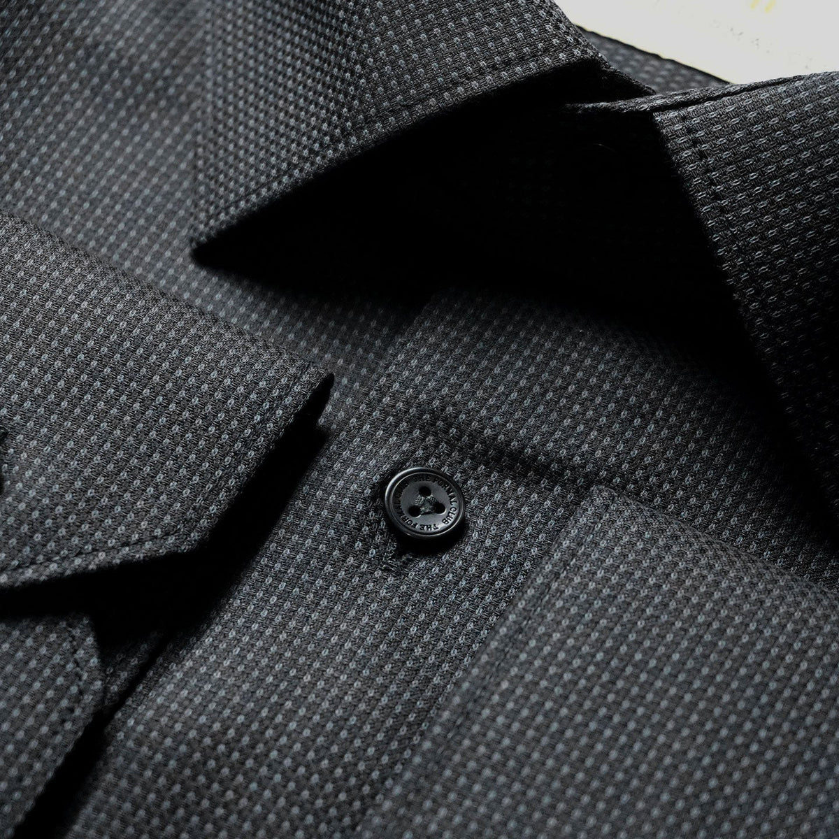 Regent Dobby Check Shirt in Charcoal