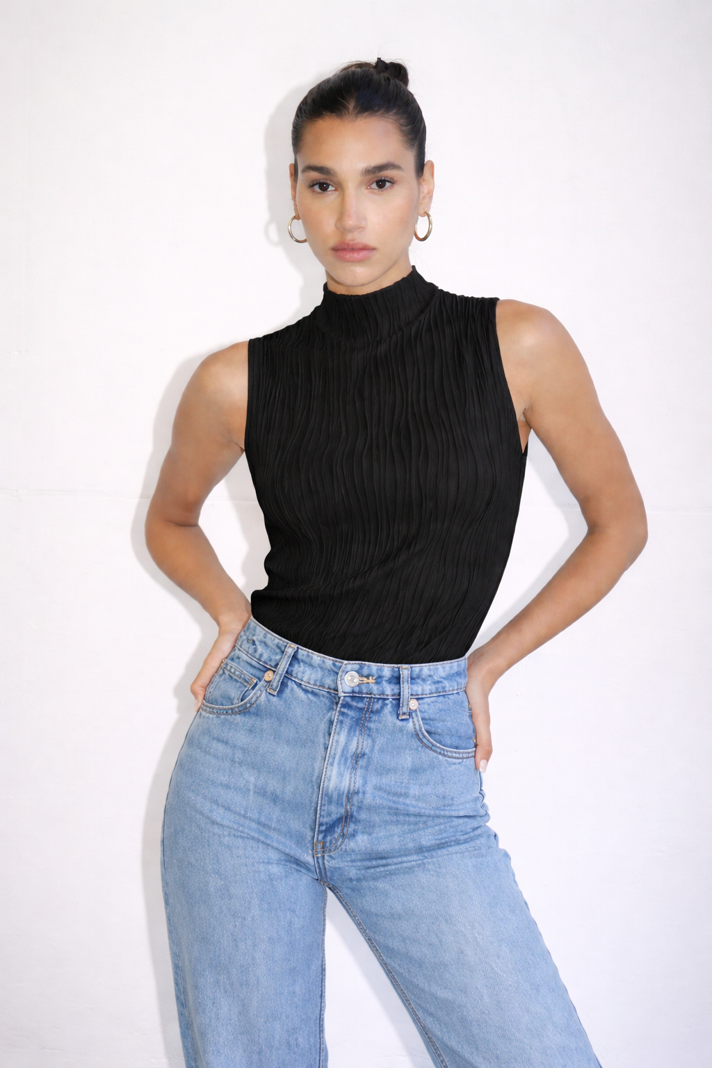 Soft High Neck Textured Top