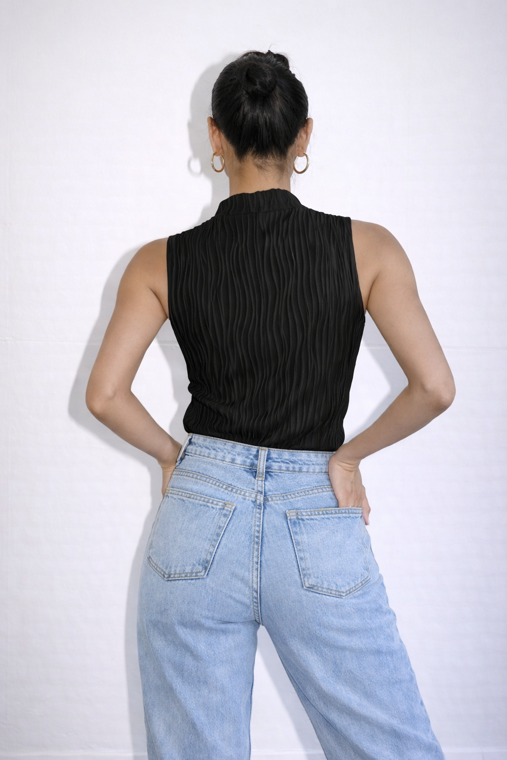Soft High Neck Textured Top