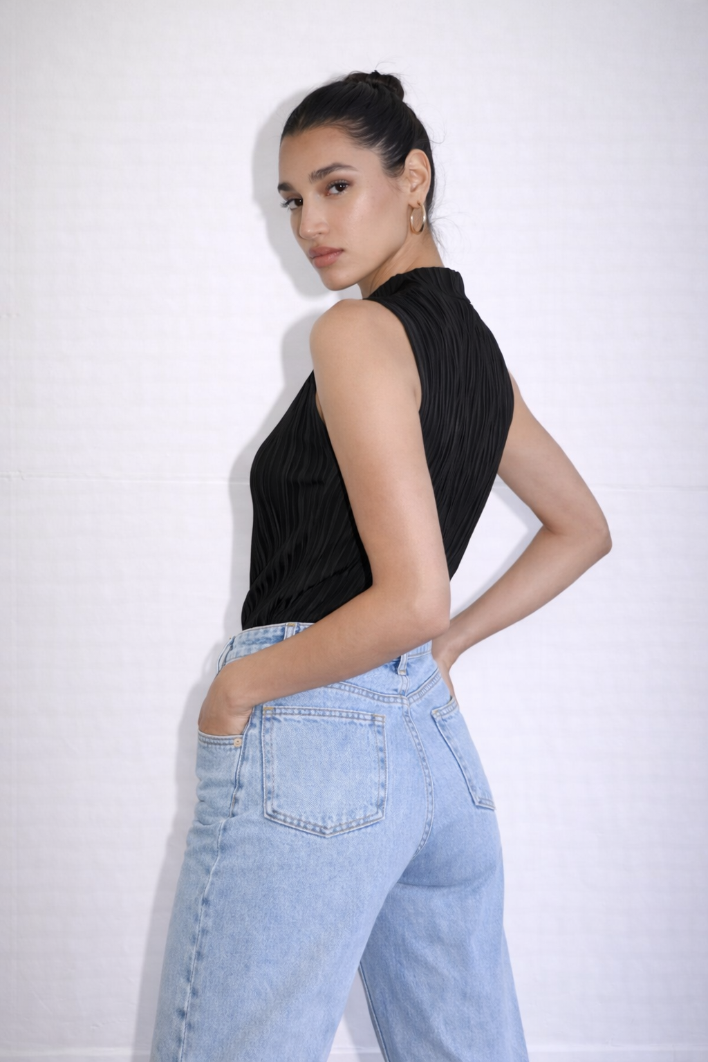 Soft High Neck Textured Top
