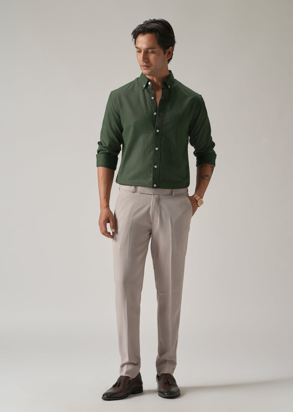 Cilantro Green Blended Linen shirt