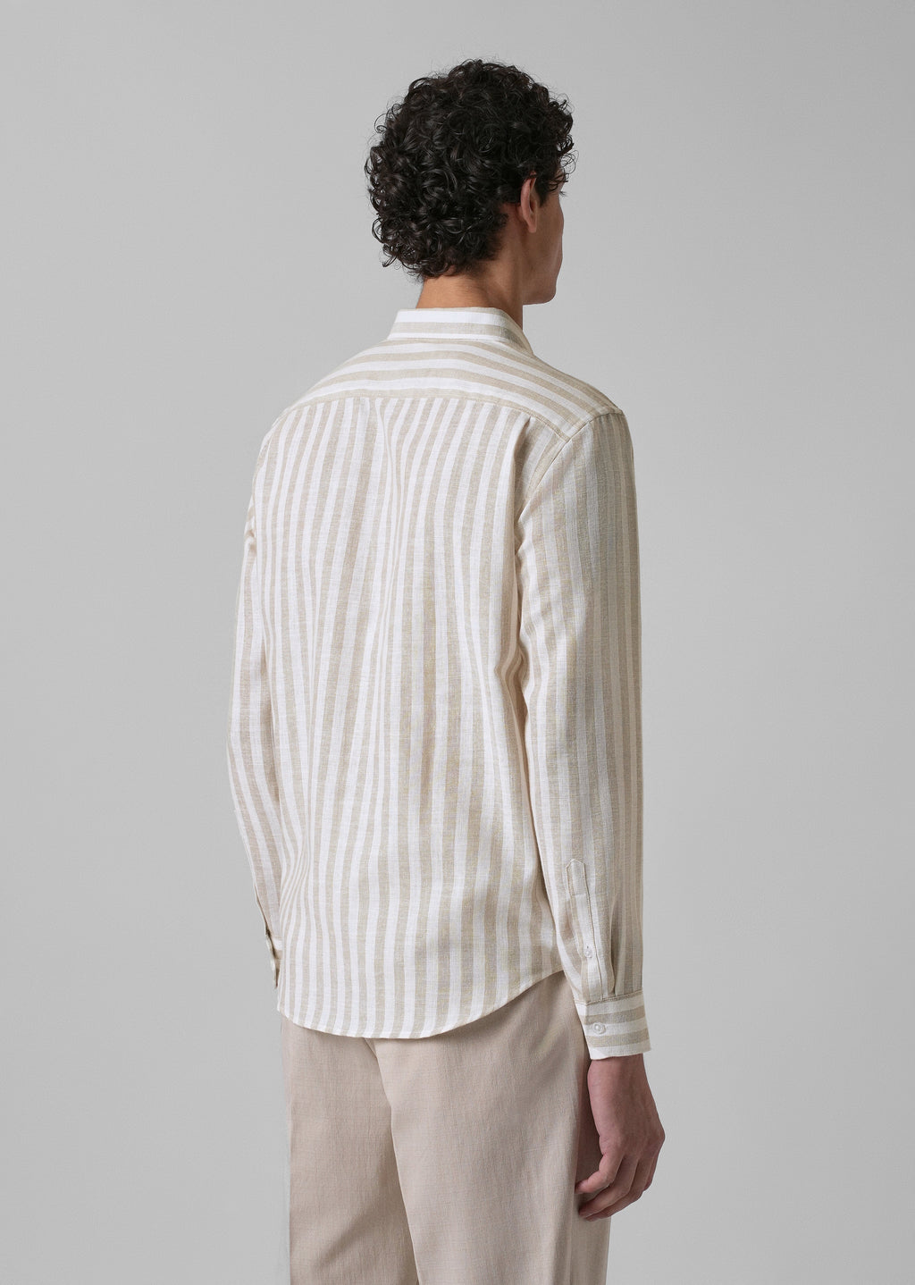 Classic Beige Stripe Blended Linen shirt