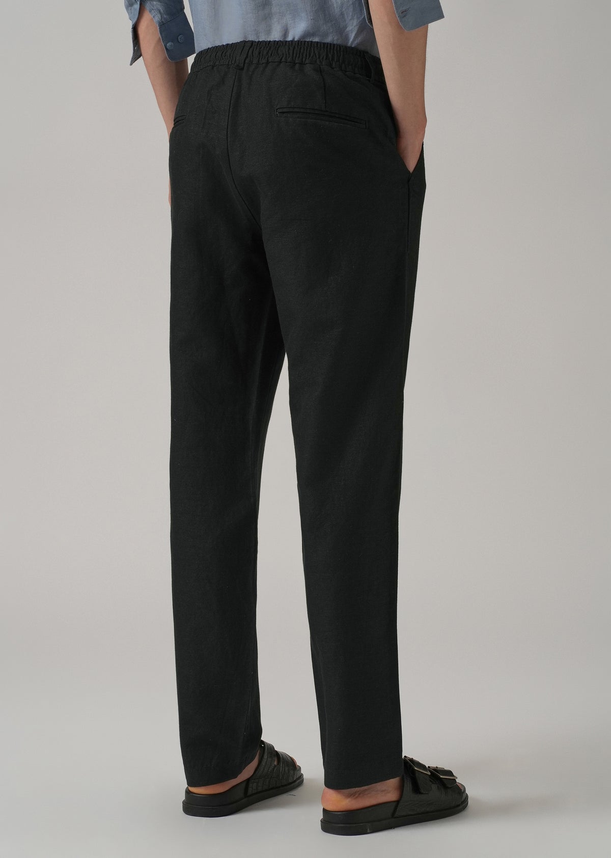 Black Linen Relaxed Fit Trouser