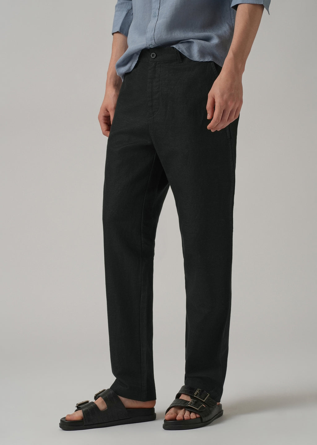 Black Linen Relaxed Fit Trouser