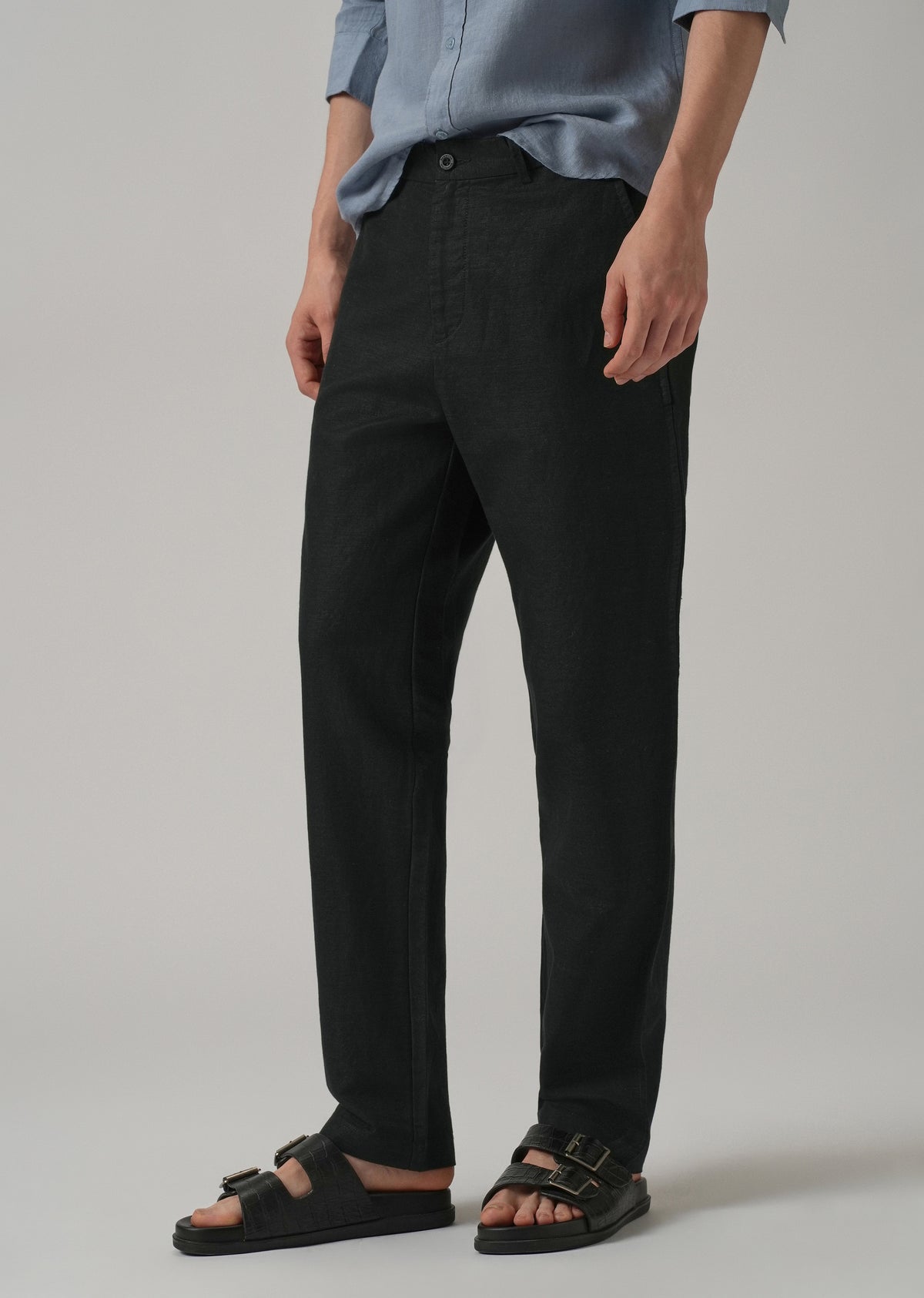 Black Linen Relaxed Fit Trouser
