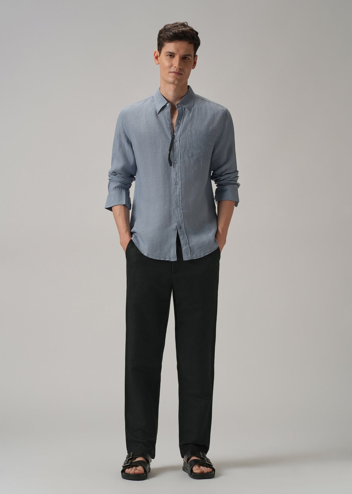 Black Linen Relaxed Fit Trouser