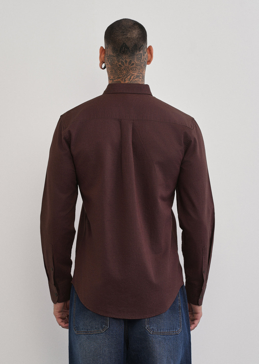 Coffee Brown Cotton Linen Plain Shirt