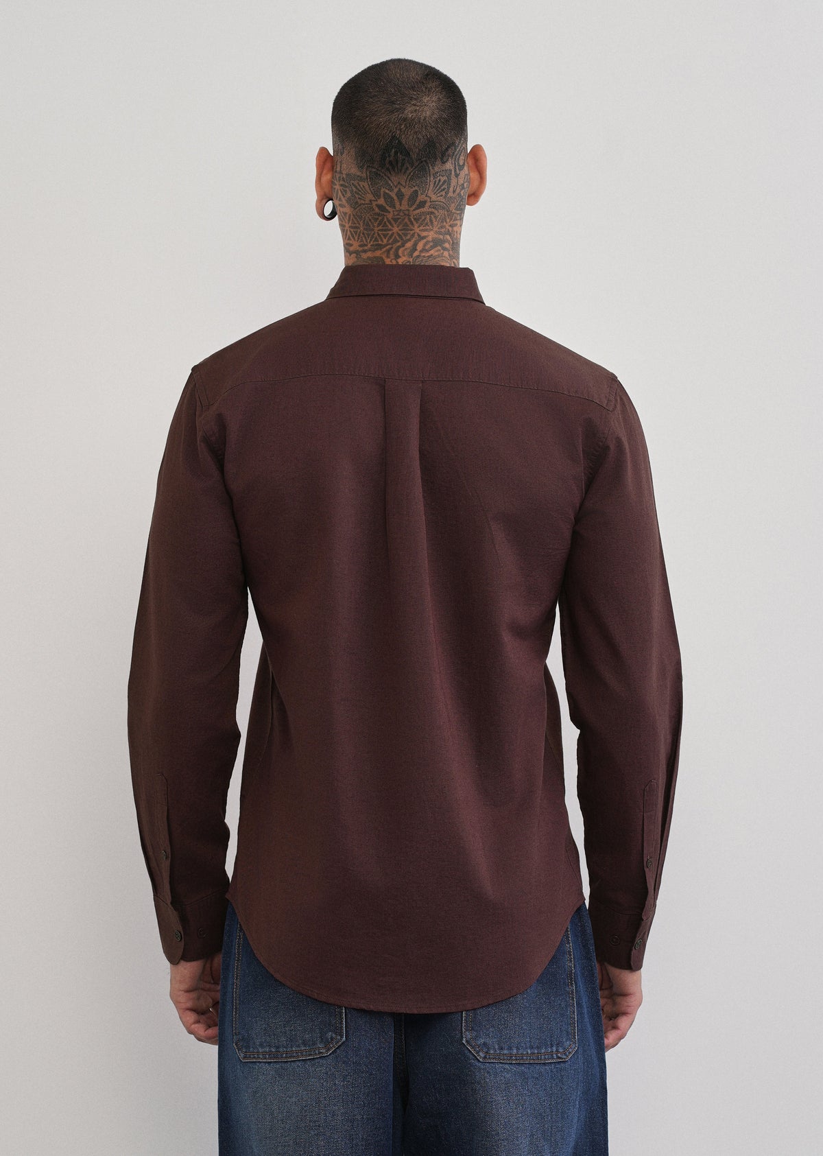 Coffee Brown Cotton Linen Plain Shirt