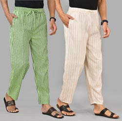 Combo of 2 Cotton Men Handloom Pant Gray and Black-37410 STR1