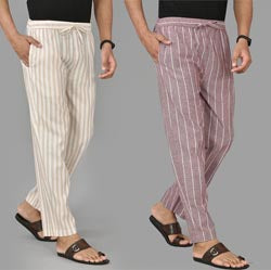 Combo of 2 Cotton Men Handloom Pant Gray and Black-37410 STR1