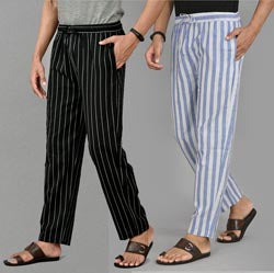 Combo of 2 Cotton Men Handloom Pant Gray and Black-37410 STR1