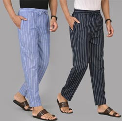 Combo of 2 Cotton Men Handloom Pant Gray and Black-37410 STR1