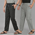 Combo of 2 Cotton Men Handloom Pant Gray and Black-37410 STR1