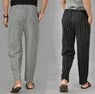 Combo of 2 Cotton Men Handloom Pant Gray and Black-37410 STR1