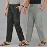 Combo of 2 Cotton Men Handloom Pant Gray and Black-37410 STR1
