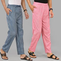 Combo of 2 Cotton Men Handloom Pant Gray and Black-37410 STR1