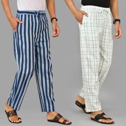 Combo of 2 Cotton Men Handloom Pant Gray and Black-37410 STR1