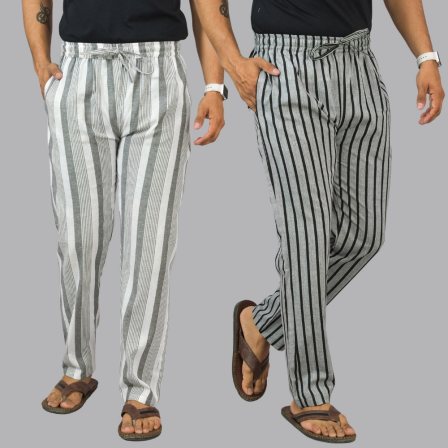 Combo of 2 Cotton Stripe Men Pant White and Dark Gray-44409 STR1