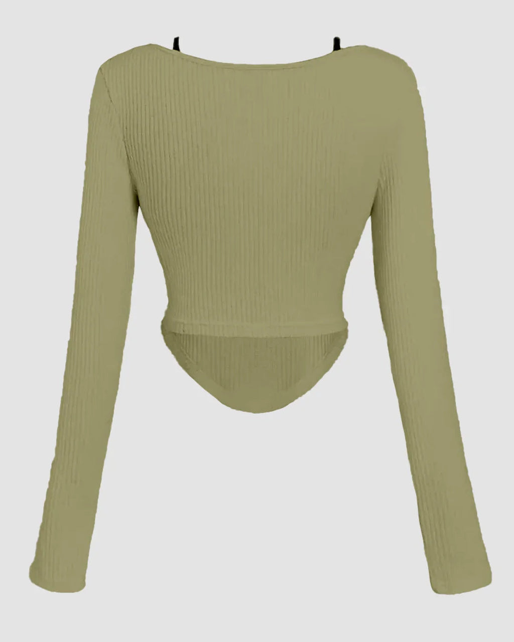 XS Contrast Trim Long Sleeve Sage and Black Top CT98