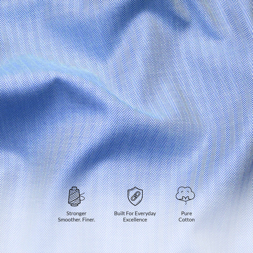 Imperial Herringbone 2 Ply Giza Shirt In Cornflower