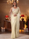 Libas Cream Embellished Silk Blend Saree
