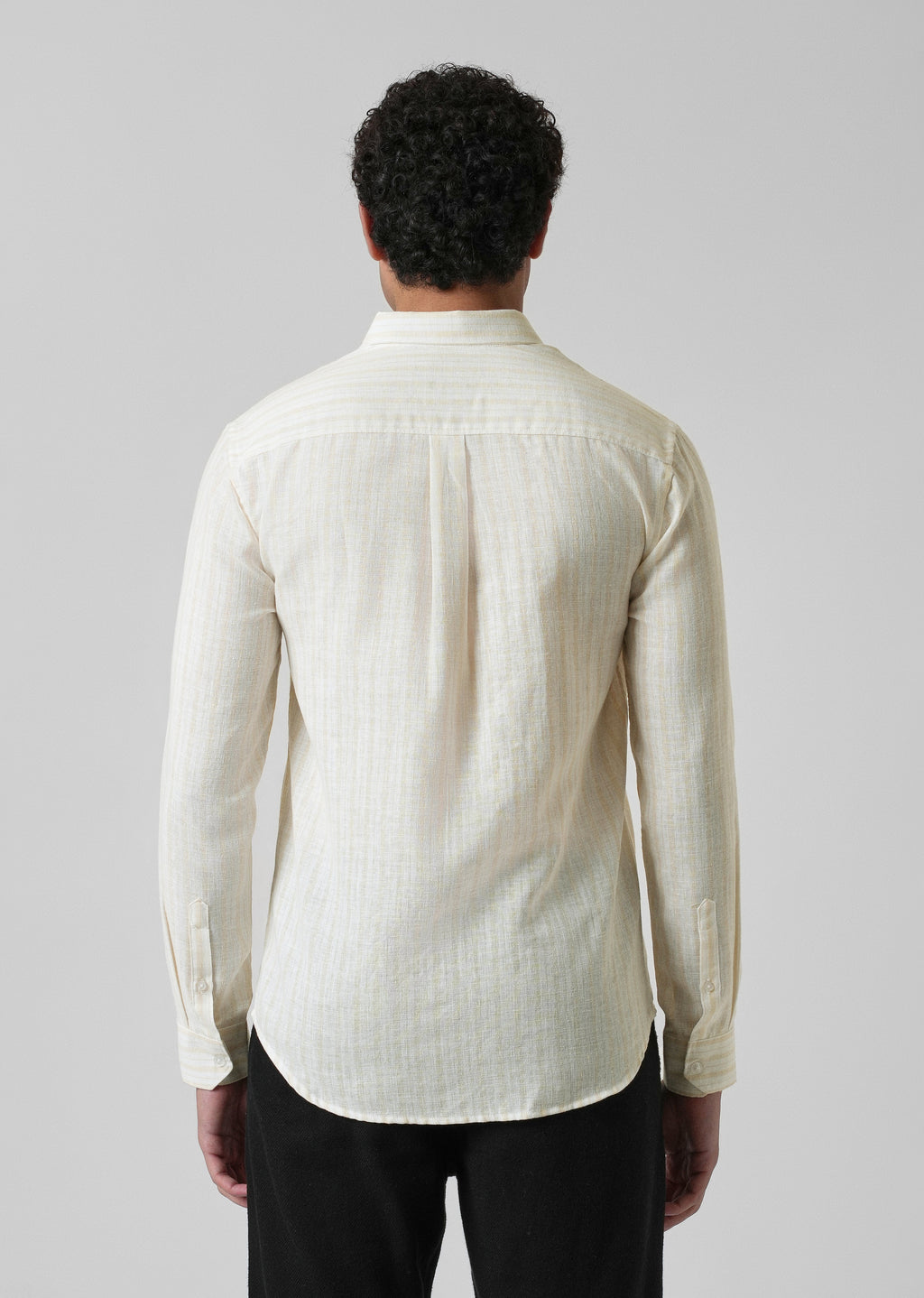 Cream Yellow Cotton Blend Stripe Shirt