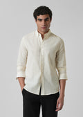 Cream Yellow Cotton Blend Stripe Shirt