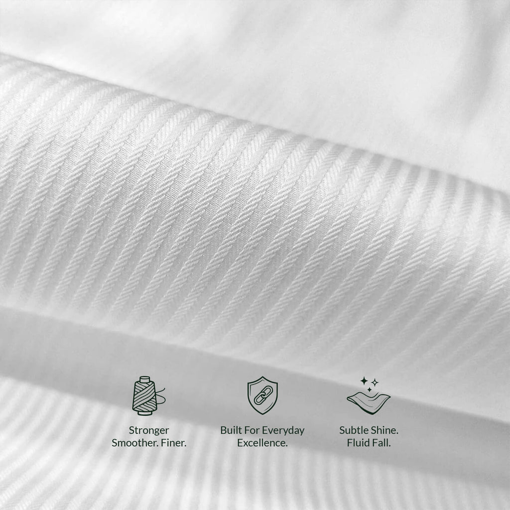 Crest Self Stripe 2 Ply Giza Shirt in Cloud White
