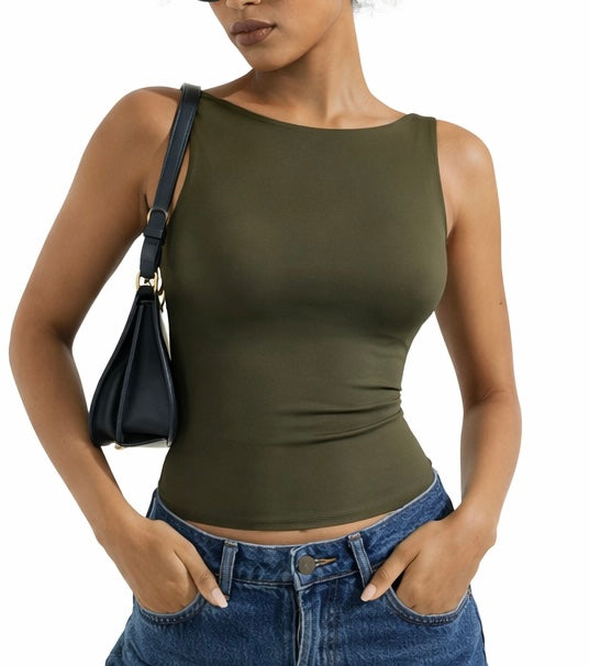 Soft Backless Boat Neck Tank Top