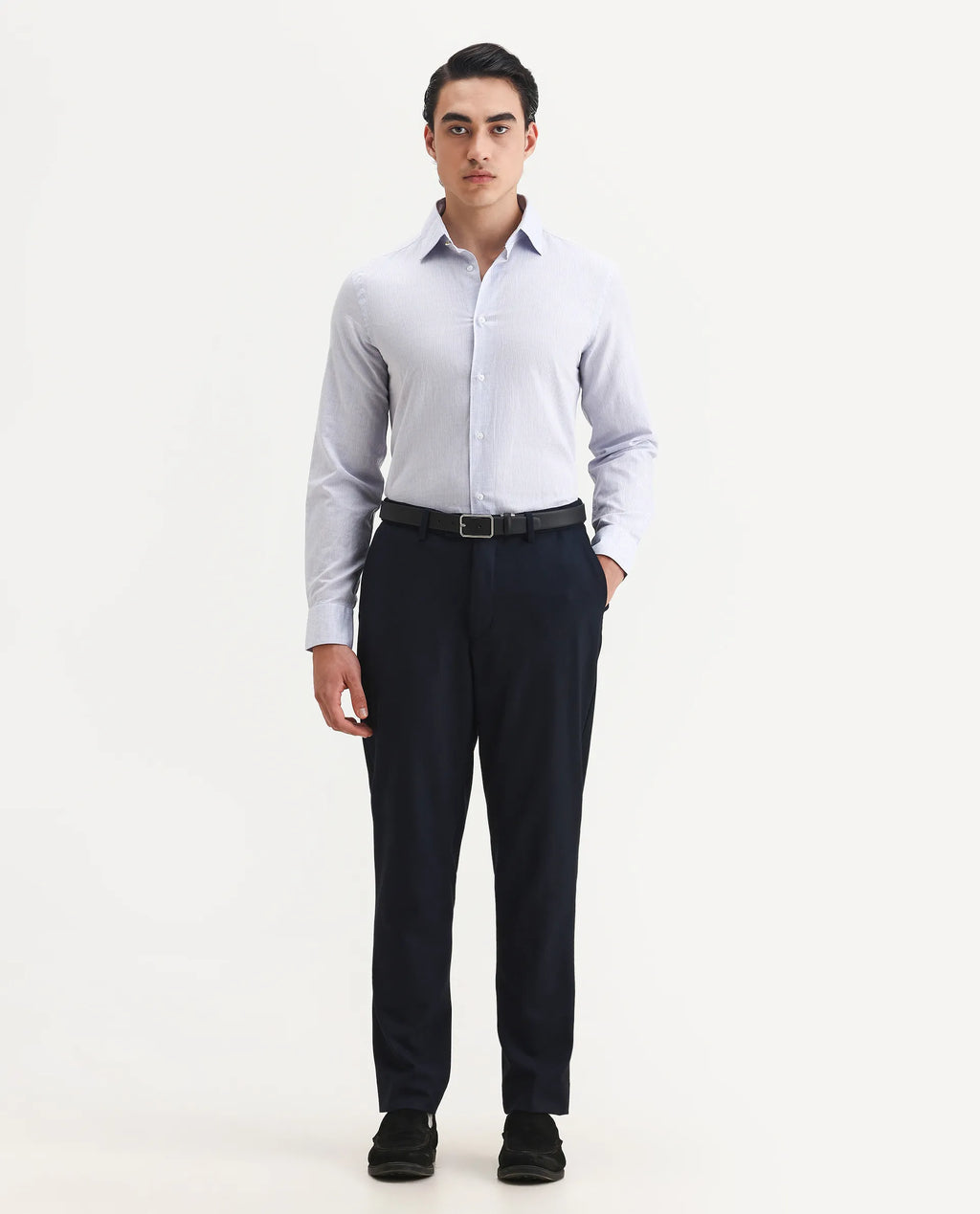 REGULAR FIT STRIPED PRINT SHIRT GUILD BUSINESS - DENTO - LIGHT BLUE morris.lane