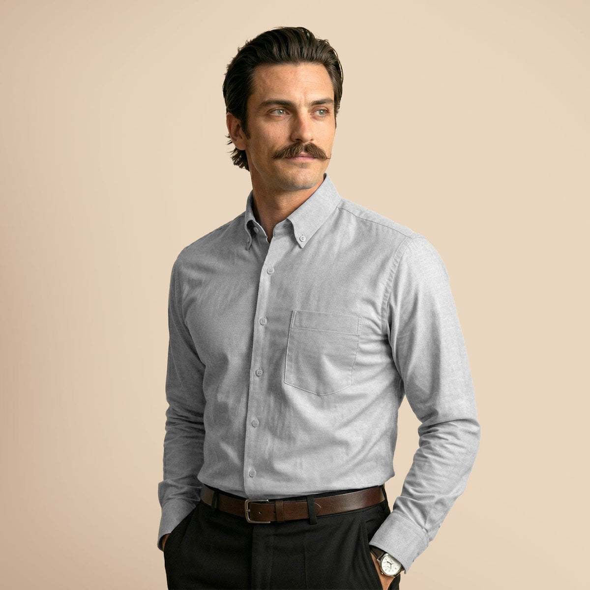 Royal Oxford Dobby Shirt in Dove Grey