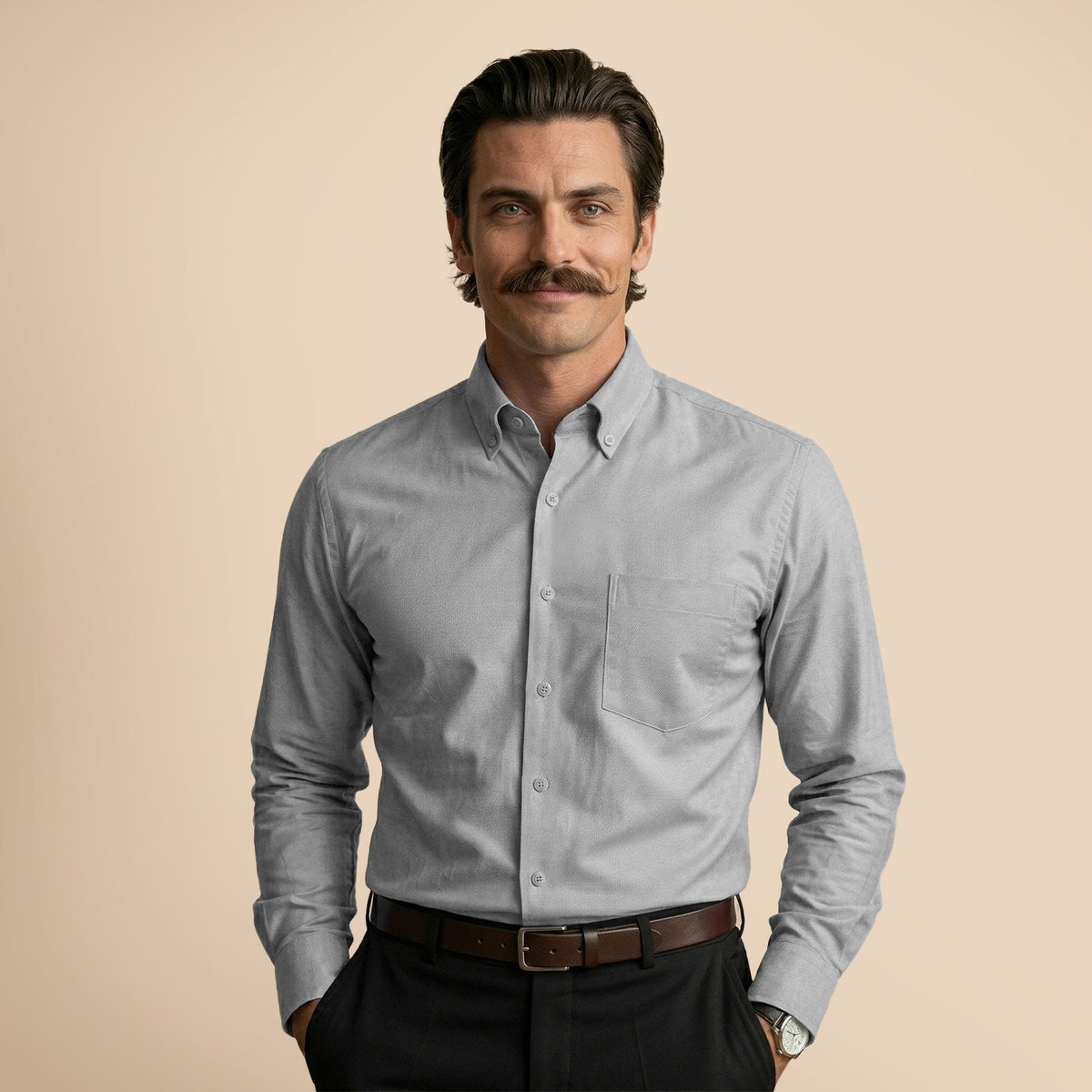 Royal Oxford Dobby Shirt in Dove Grey