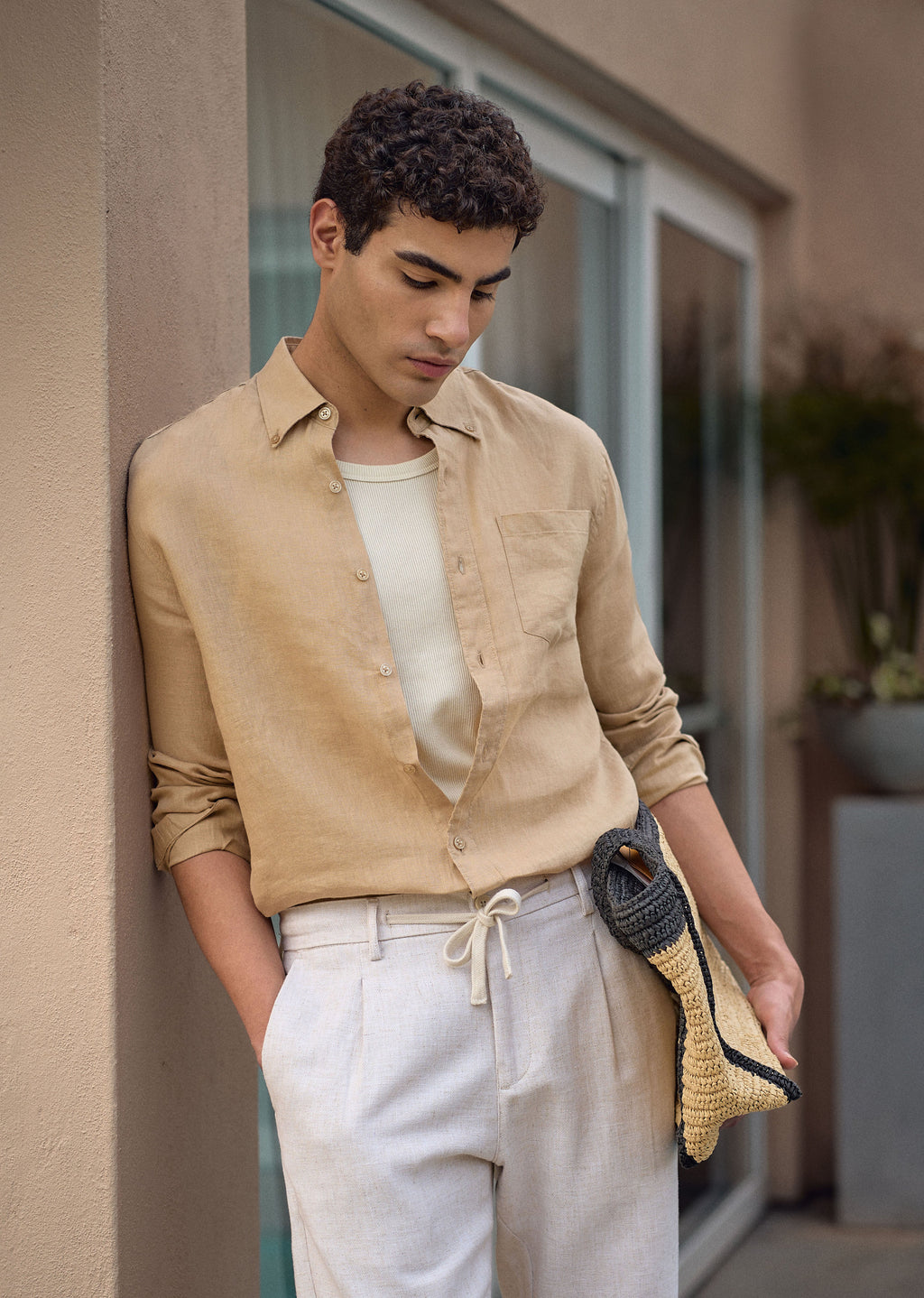 100% Pure Dark Beige Linen Shirt
