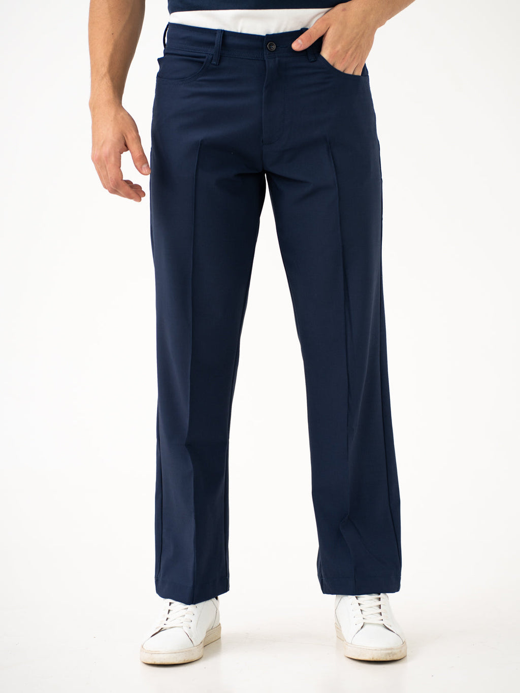 Heaven Navy Relaxed Fit Korean Pintuck Pants